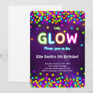 Bearbeitbare Glow-Geburtstags-Einladung Einladung