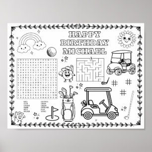 Bearbeitbare Golf-Geburtstags-Malmatte Poster