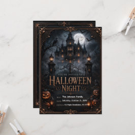 Bearbeitbare gothische Halloween-Nacht-Einladung | Einladung