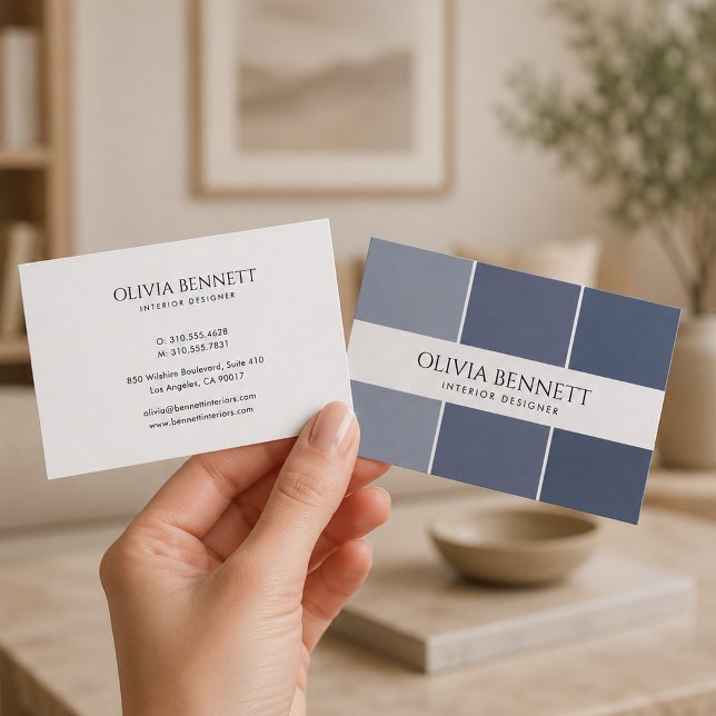 Bearbeitbare graue Farbe, moderner Innendesigner Visitenkarte (Editable Grey Color, Modern Interior Designer Business Card)