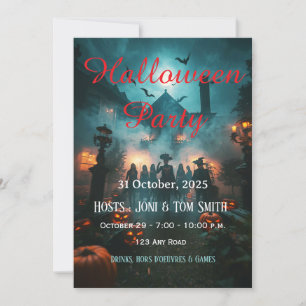 Bearbeitbare Halloween-Einladung für ein Spukhaus Einladung