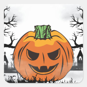 Bearbeitbare Halloween-Einladung, Halloween-Party  Quadratischer Aufkleber