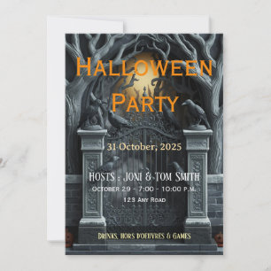Bearbeitbare Halloween-Einladung mit gespenstische Einladung