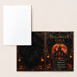 Bearbeitbare Halloween-Gala-Einladung   Gothic  Folienkarte