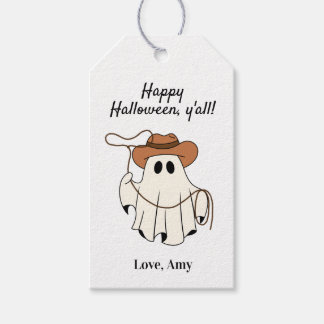 Bearbeitbare Happy Halloween Cowboy Geschenktüte Geschenkanhänger