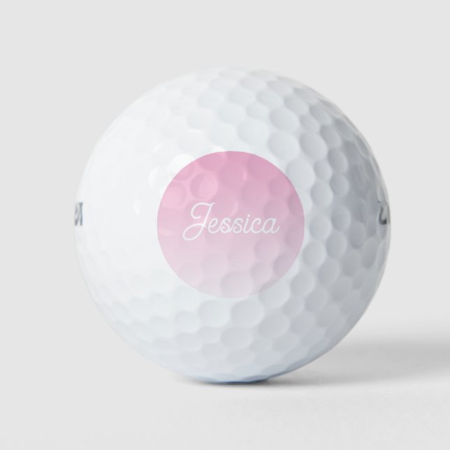 (Bearbeitbare) Hellrosa-Farb-Ombre und Ihr Text Golfball (Vorderseite)