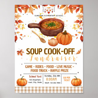Bearbeitbare Herbstsuppen-Kochwettbewerb-Fundraise Poster