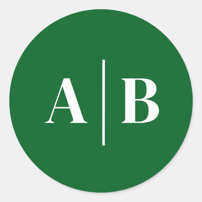 Bearbeitbare Hintergrundfarbe Hochzeitsmonogramm Runder Aufkleber (Vorderseite)