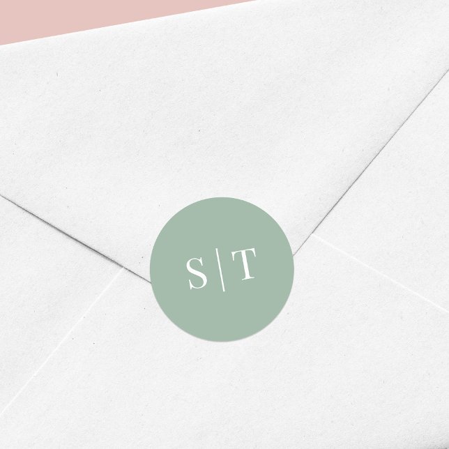 Bearbeitbare Hintergrundfarbe Hochzeitsmonogramm Runder Aufkleber (Von Creator hochgeladen)