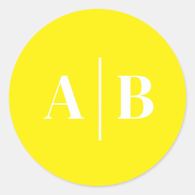 Bearbeitbare Hintergrundfarbe Hochzeitsmonogramm Runder Aufkleber (Vorderseite)