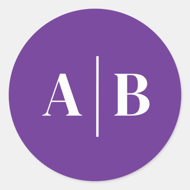 Bearbeitbare Hintergrundfarbe Hochzeitsmonogramm Runder Aufkleber (Vorderseite)
