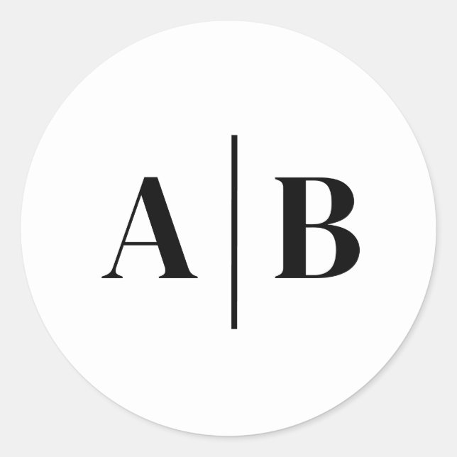 Bearbeitbare Hintergrundfarbe Hochzeitsmonogramm Runder Aufkleber (Vorderseite)