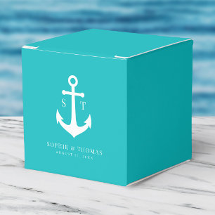 Bearbeitbare Hintergrundfarbe Monogramm Anker Hoch Geschenkschachtel
