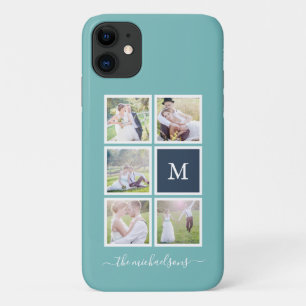 Bearbeitbare Hintergrundfarbe Monogramm FotoCollag Case-Mate iPhone Hülle