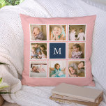 Bearbeitbare Hintergrundfarbe Monogramm FotoCollag Kissen<br><div class="desc">Monogramm Kissen mit 8 quadratischen Fotos in einem Rasterlayout mit einem weißen Rand um sie auf der Vorder- und Rückseite angeordnet, sodass es insgesamt 16 Fotos, die Sie mit eigenen Fotos ersetzen können, alle mit einem bearbeitbaren Hintergrund Farbe (klicken Sie auf "anpassen", um die Hintergrundfarbe zu ändern). Sie können auch...</div>
