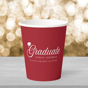Bearbeitbare Hintergrundfarbe Mortarboard Absolven Pappbecher