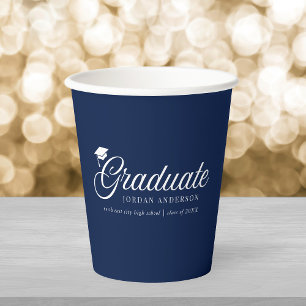 Bearbeitbare Hintergrundfarbe Mortarboard Absolven Pappbecher