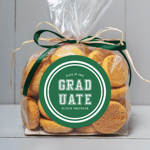 Bearbeitbare Hintergrundfarbe Universitätsabschlus Runder Aufkleber