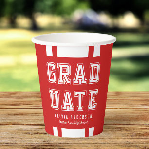 Bearbeitbare Hintergrundfarbe Varsity Graduate Pappbecher