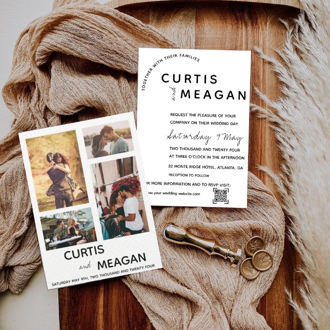 Bearbeitbare Hochzeitseinladung mit Fotocollage Einladung (Von Creator hochgeladen)