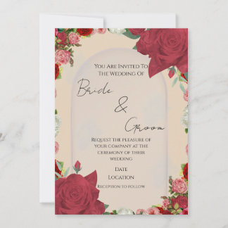 Bearbeitbare Hochzeitseinladung – rotes Blumendesi Einladung
