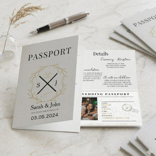 Bearbeitbare Hochzeitspass-Einladung Reiseziel Einladung