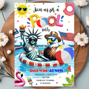 Bearbeitbare Independence Day Poolparty Patriotisc Einladung