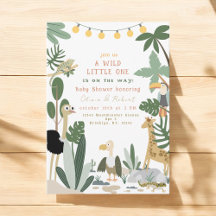 Bearbeitbare Jungle Safari Baby Shower Einladung