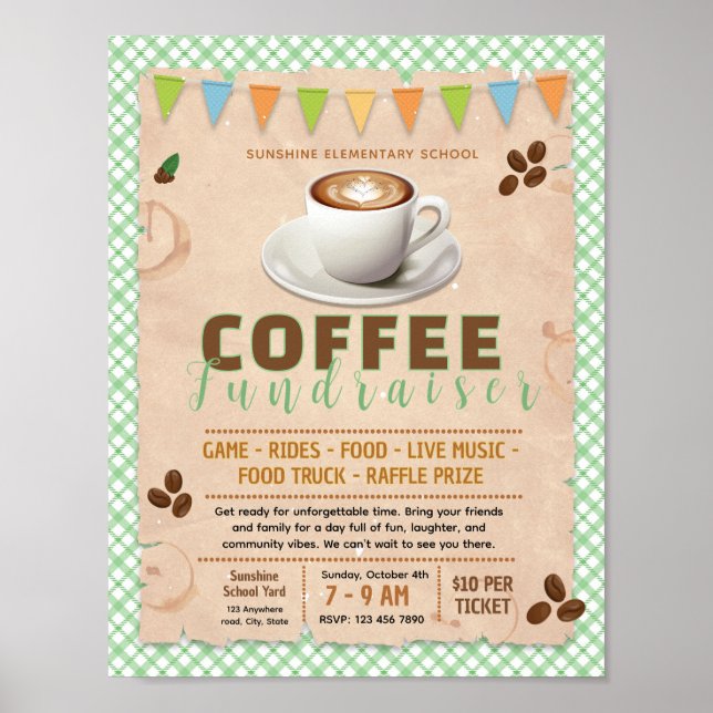 Bearbeitbare Kaffee-Spendenflyer Poster (Vorne)