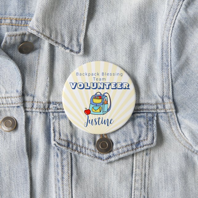 Bearbeitbare Kirchen-Rucksack-Segnung Freiwilliger Button (Beispiel)