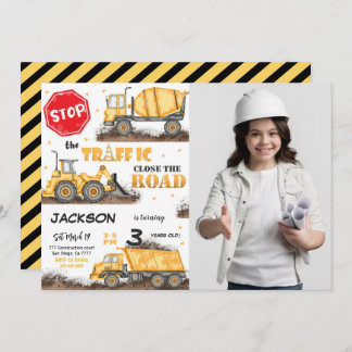 Bearbeitbare Konstruktion Geburtstagsfeier Foto Ei Einladung