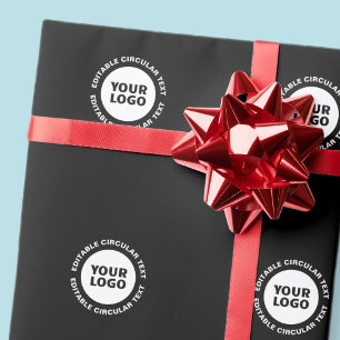 Bearbeitbare kreisförmige Textvorlage & Ihr Logo Geschenkpapier