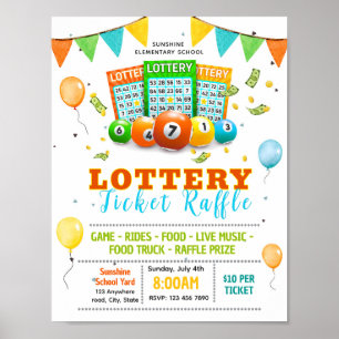 Bearbeitbare Lotterie-Raffle-Ticket-Fundraiser-Flu Poster