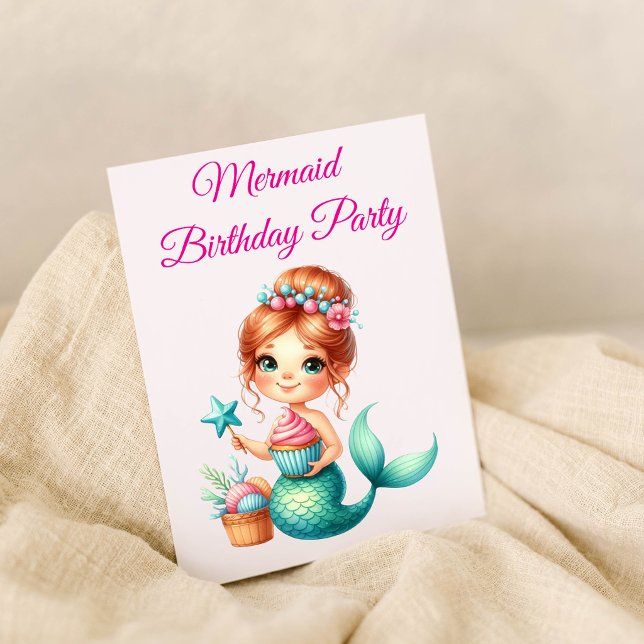Bearbeitbare Mermaid-Geburtstagseinladung 🧜‍♀️✨  Einladung (Von Creator hochgeladen)