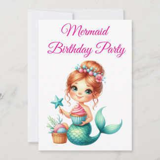 Bearbeitbare Mermaid-Geburtstagseinladung 🧜‍♀️✨  Einladung