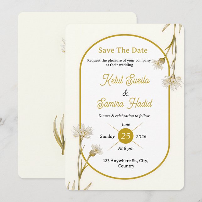 Bearbeitbare minimalistische goldene botanische Ho Einladung (Vorne/Hinten)