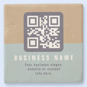 Bearbeitbare moderne QR-Code-Vorlage gedämpfte F Steinuntersetzer
