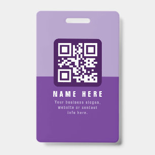 Bearbeitbare moderne QR-Code-Vorlage Lila Ausweis