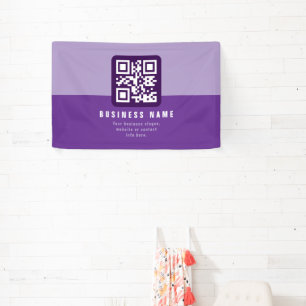 Bearbeitbare moderne QR-Code-Vorlage Lila Banner