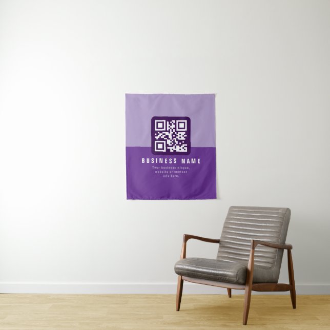 Bearbeitbare moderne QR-Code-Vorlage | Lila-Töne Wandteppich (Beispiel)