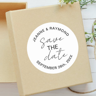 Bearbeitbare moderne "Save the Date"-Hochzeitseinl Runder Aufkleber