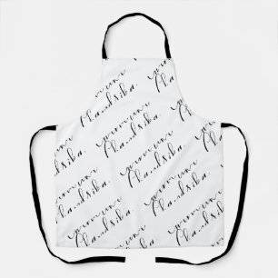 Bearbeitbare moderne Schrift Schwarz-Weiß-Muster-S Schürze