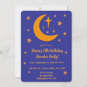 Bearbeitbare Mond-und Sterne-Pyjama-Party Einladung
