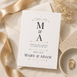 Bearbeitbare Monogramm-Minimalluxus-Dankeskarten RSVP Karte