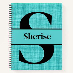 Bearbeitbare Monogramm und Name auf blau Notizbuch
