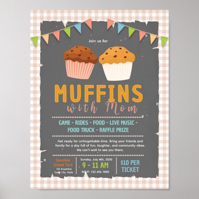 Bearbeitbare Muffin-mit-Mama-Fundraising-Flugblatt Poster (Vorne)