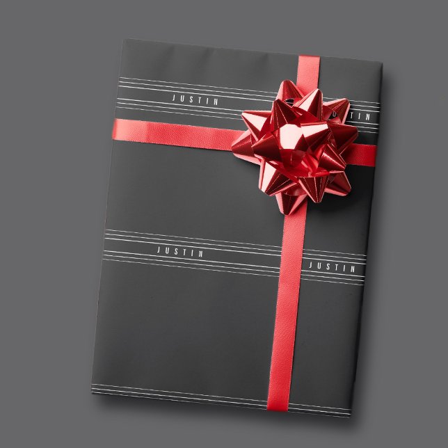 Bearbeitbare Namen und geometrische Streifen | Sch Geschenkpapier (Von Creator hochgeladen)