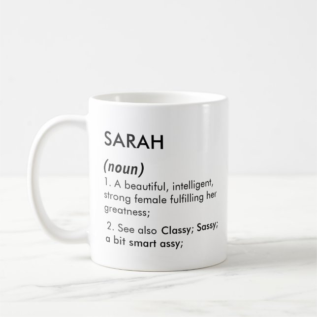 Bearbeitbare Namensdefinition Sarah, benutzerdefin Kaffeetasse (Links)