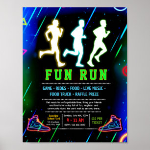 Bearbeitbare Neon-Glow-Fun-Run-Fundraiser-Flugblat Poster
