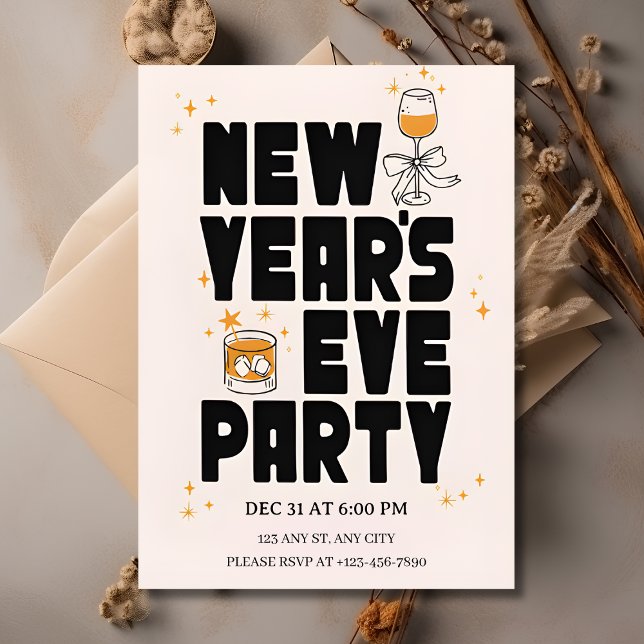 Bearbeitbare Neujahrsfeier-Einladung 2026 Einladung (Editable New Year Party Invitation 2026
)
